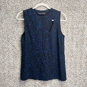 Proenza Schouler Top Women’s 6 Blue and Black Patterned Cutout Sleeveless Blouse